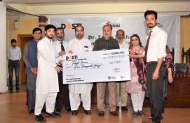 The first Dr. Zakia Minhas best medical graduate award worth 5,000 US$ conferred on Dr. Tabish Ikram
